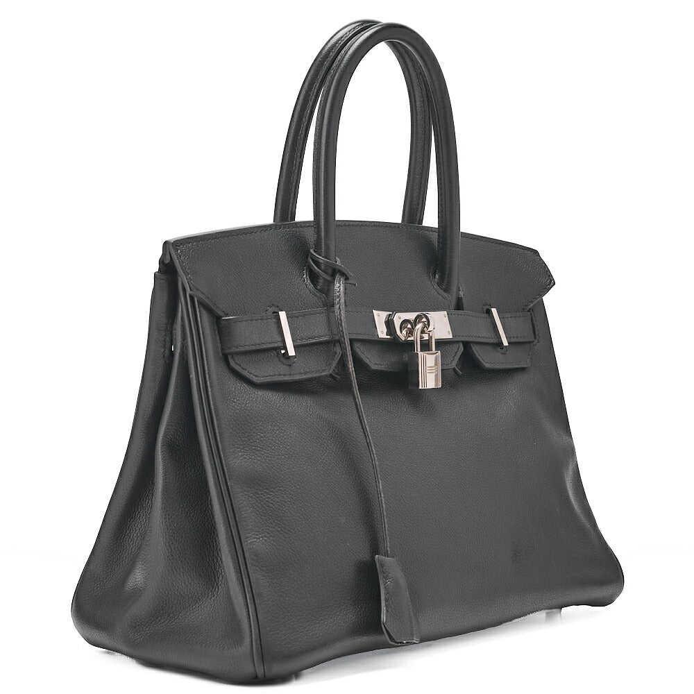 HERMES Birkin 30 Handbag Ardennes Black Silver-Tone Hardware, Pre-Owned