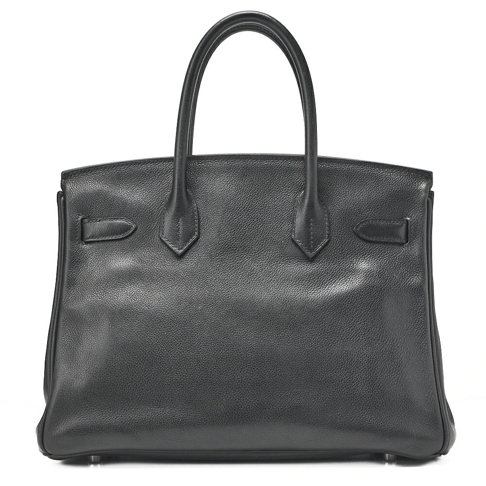 HERMES Birkin 30 Handbag Ardennes Black Silver-Tone Hardware, Pre-Owned