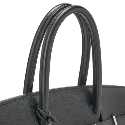 HERMES Birkin 30 Handbag Ardennes Black Silver-Tone Hardware, Pre-Owned