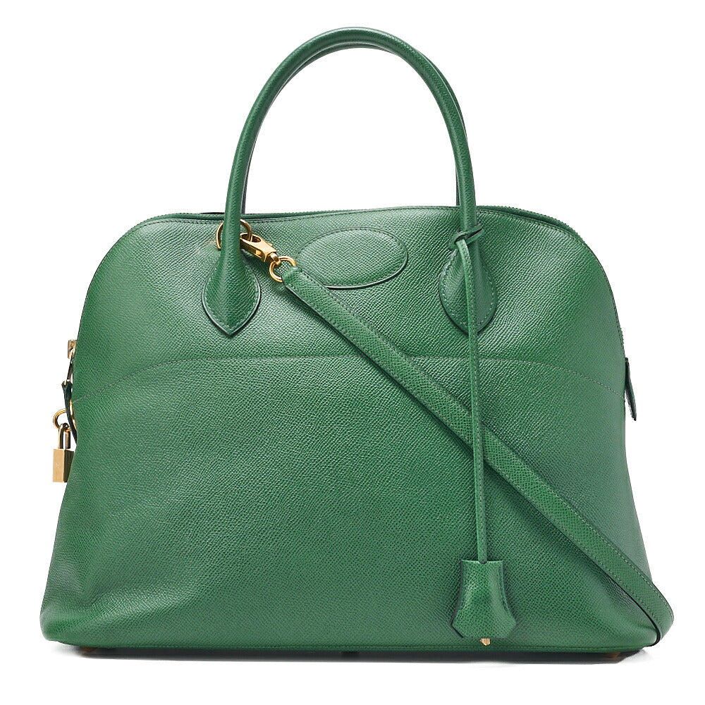 HERMES Boride 35 Kushbel 2WAY Handbag Green Gold-Tone Hardware, Pre-Owned