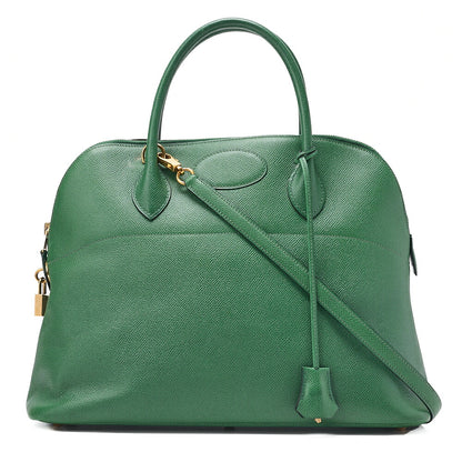 HERMES Boride 35 Kushbel 2WAY Handbag Green Gold-Tone Hardware, Pre-Owned