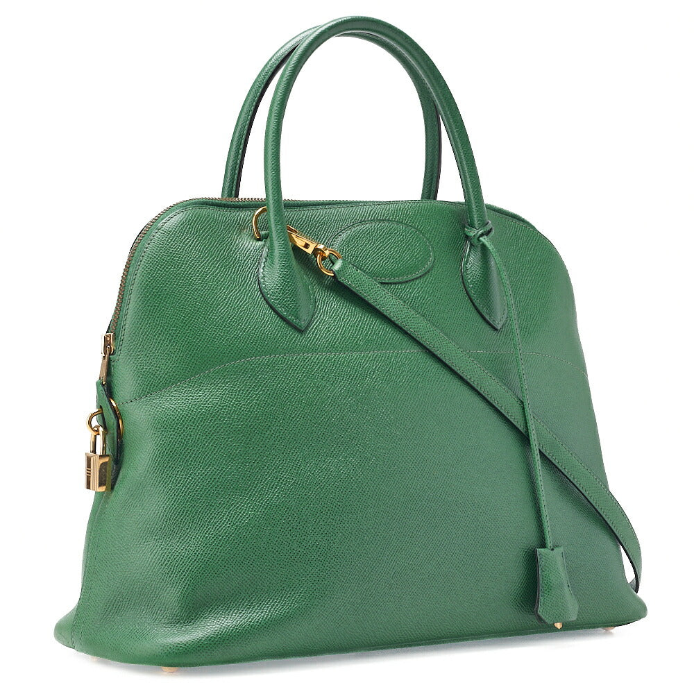 HERMES Boride 35 Kushbel 2WAY Handbag Green Gold-Tone Hardware, Pre-Owned