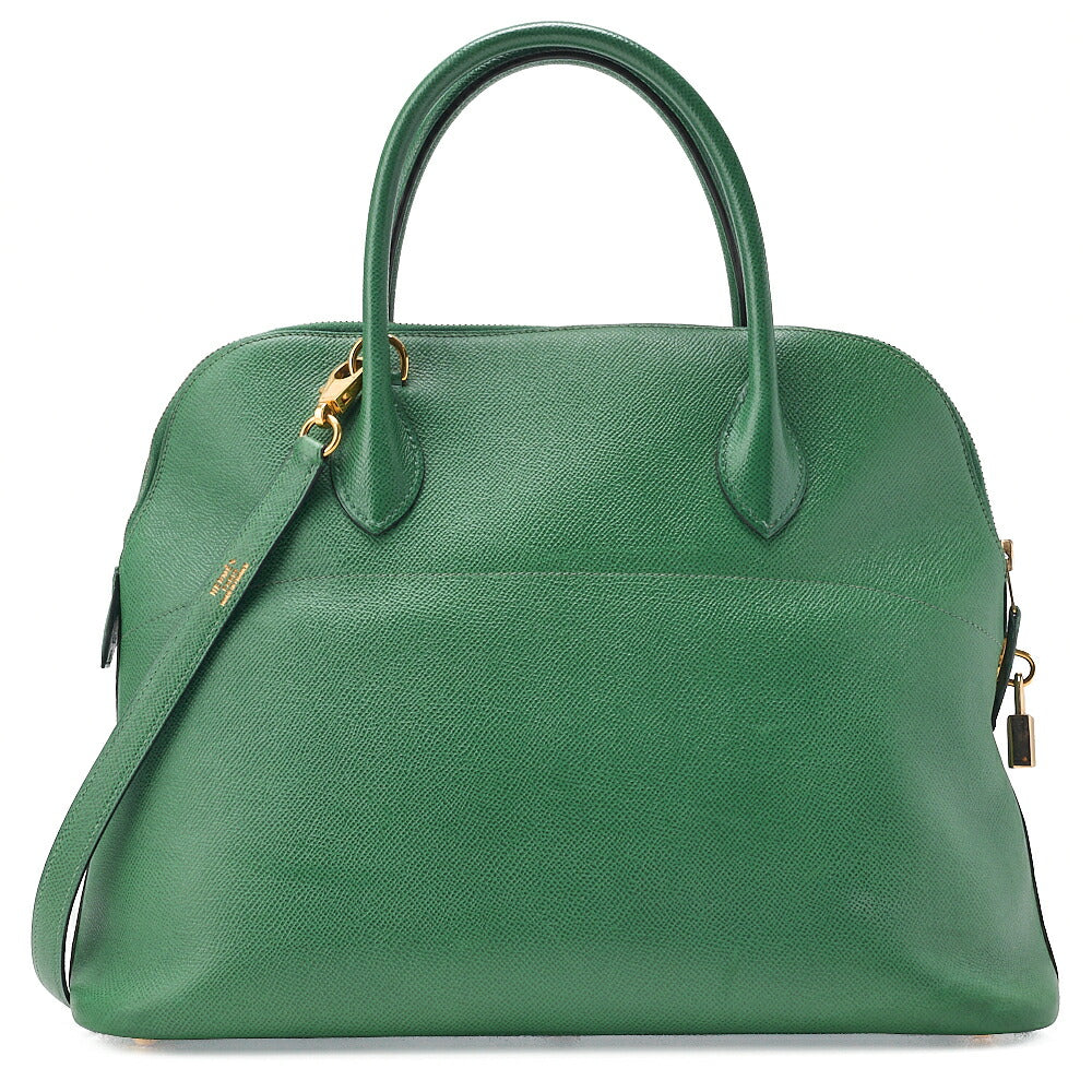 HERMES Boride 35 Kushbel 2WAY Handbag Green Gold-Tone Hardware, Pre-Owned