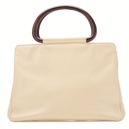 CHANEL Coco Mark Wood Pattern Handbag Caviar Skin Beige Gold-Tone Hardware, Pre-Owned