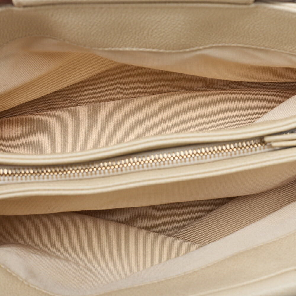 CHANEL Coco Mark Wood Pattern Handbag Caviar Skin Beige Gold-Tone Hardware, Pre-Owned
