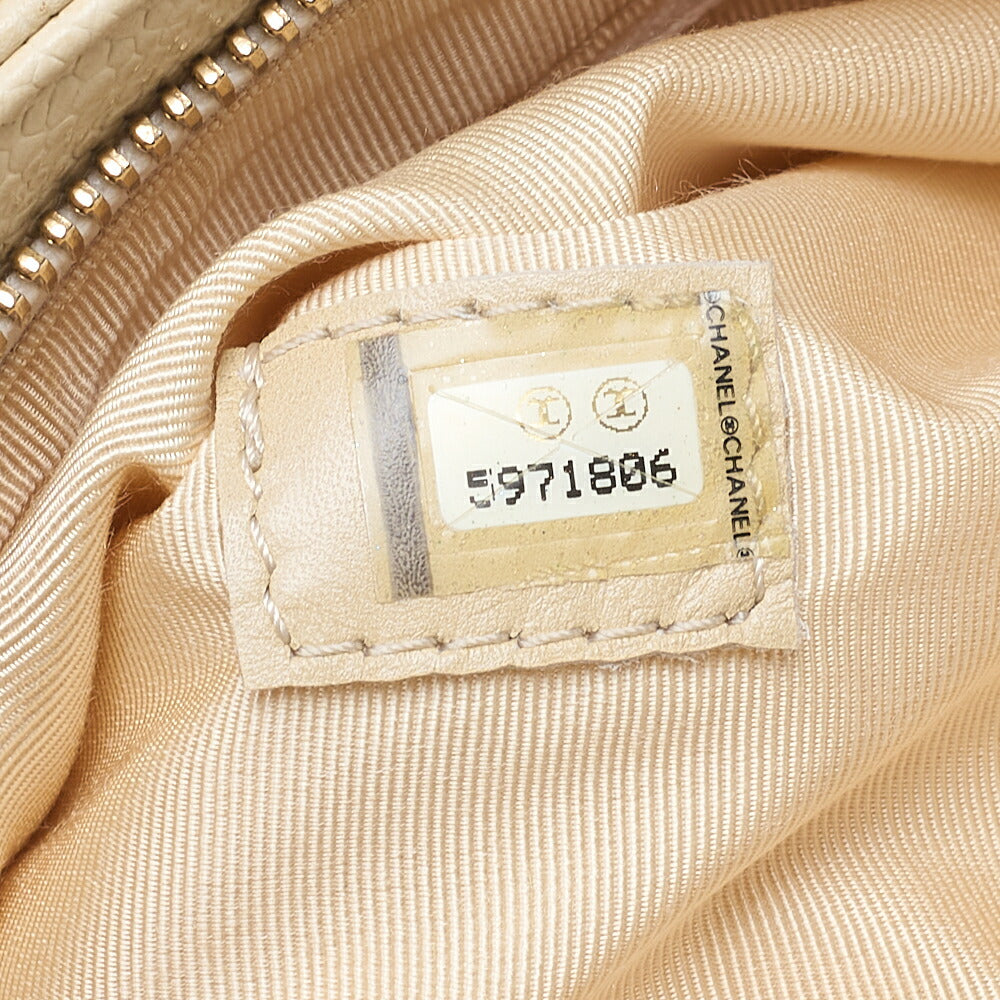 CHANEL Coco Mark Wood Pattern Handbag Caviar Skin Beige Gold-Tone Hardware, Pre-Owned