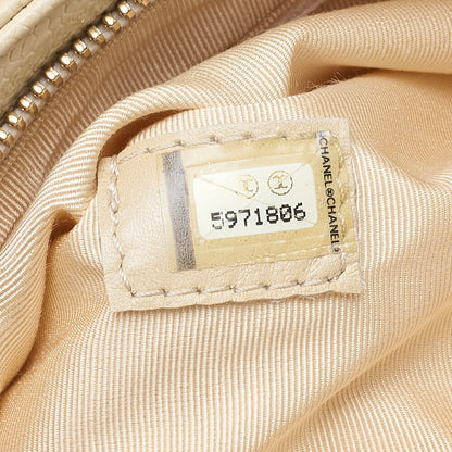 CHANEL Coco Mark Wood Pattern Handbag Caviar Skin Beige Gold-Tone Hardware, Pre-Owned