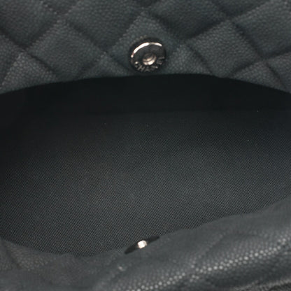 CHANEL Matelasse Cocomark Double Chain Shoulder Bag Caviar Skin Black Silver -Tone Hardware, Pre-Owned