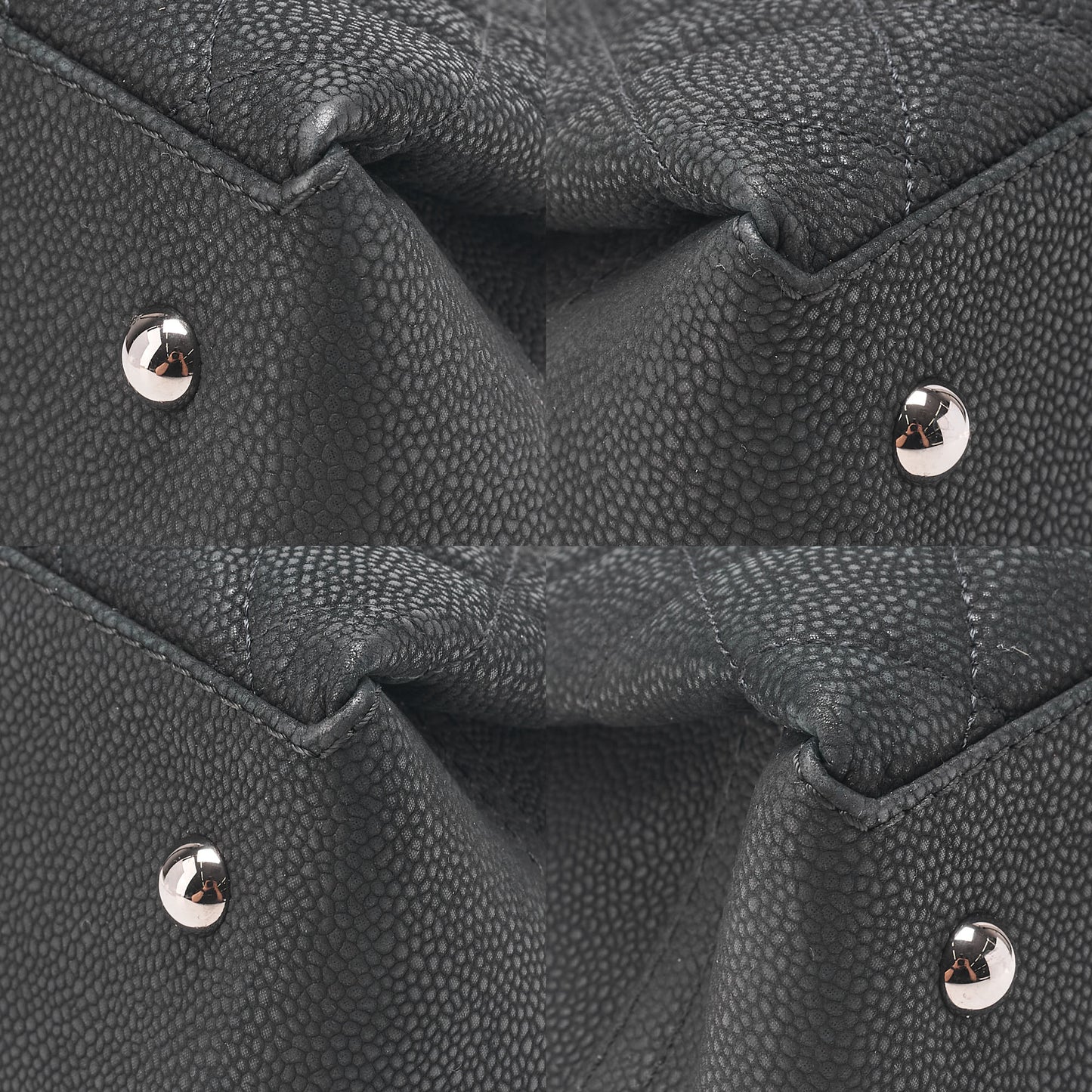 CHANEL Matelasse Cocomark Double Chain Shoulder Bag Caviar Skin Black Silver -Tone Hardware, Pre-Owned