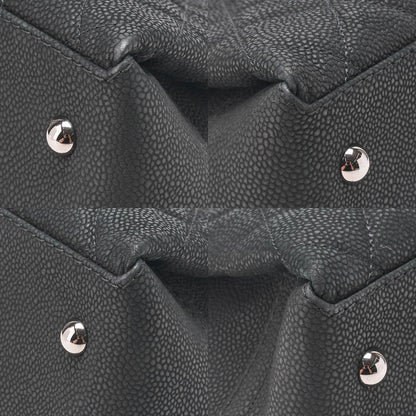 CHANEL Matelasse Cocomark Double Chain Shoulder Bag Caviar Skin Black Silver -Tone Hardware, Pre-Owned