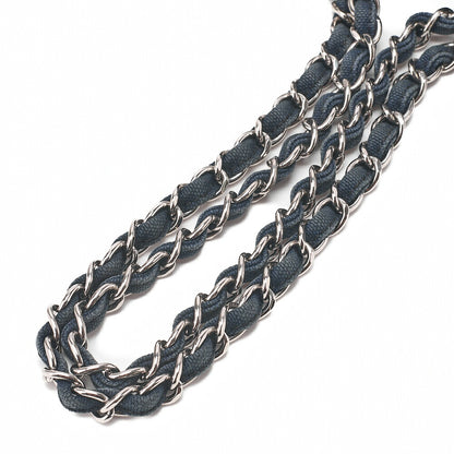 CHANEL Cruise Line Big Coco Mark Chain Shoulder Canvas Navy Silver-Tone Hardware, Pre-Owned