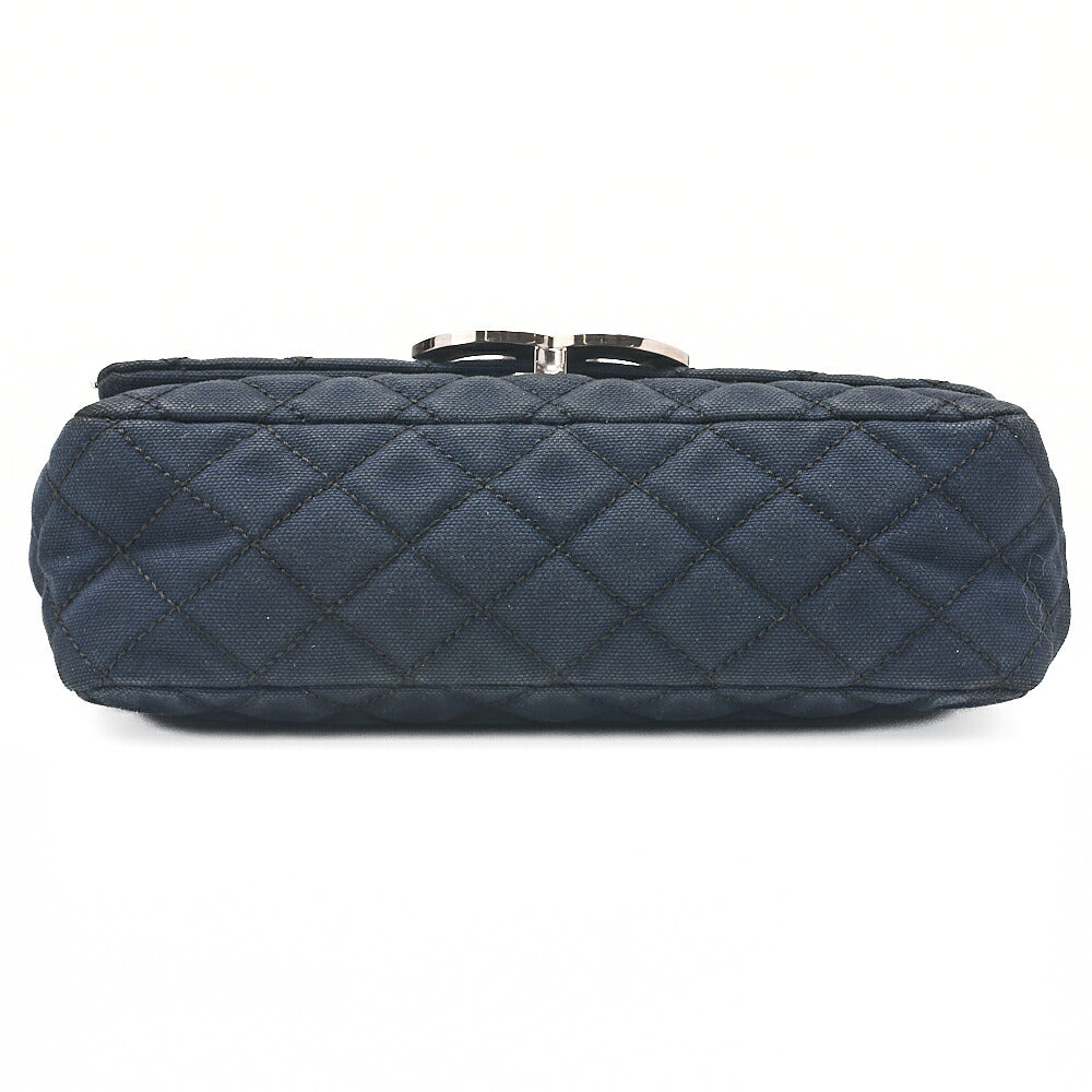 CHANEL Cruise Line Big Coco Mark Chain Shoulder Canvas Navy Silver-Tone Hardware, Pre-Owned