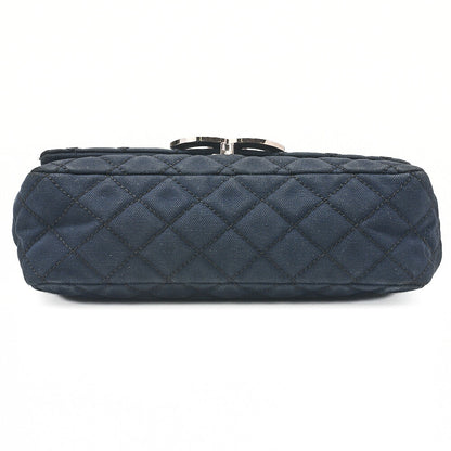 CHANEL Cruise Line Big Coco Mark Chain Shoulder Canvas Navy Silver-Tone Hardware, Pre-Owned