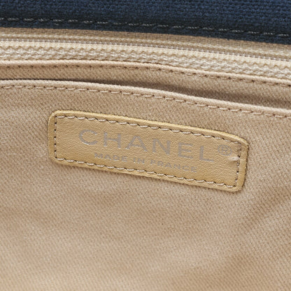 CHANEL Cruise Line Big Coco Mark Chain Shoulder Canvas Navy Silver-Tone Hardware, Pre-Owned