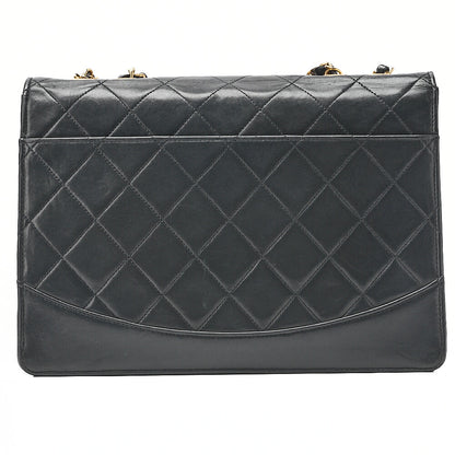 CHANEL  Matlasse  2.55 Lock Chain Shoulder Single Lambskin Black Gold-Tone Hardware, Pre-Owned