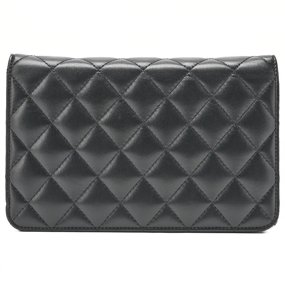 CHANEL Matlasse Cocomark Chain Wallet Lambskin Black x Gold Gold-Tone Hardware, Pre-Owned