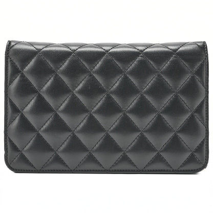 CHANEL Matlasse Cocomark Chain Wallet Lambskin Black x Gold Gold-Tone Hardware, Pre-Owned