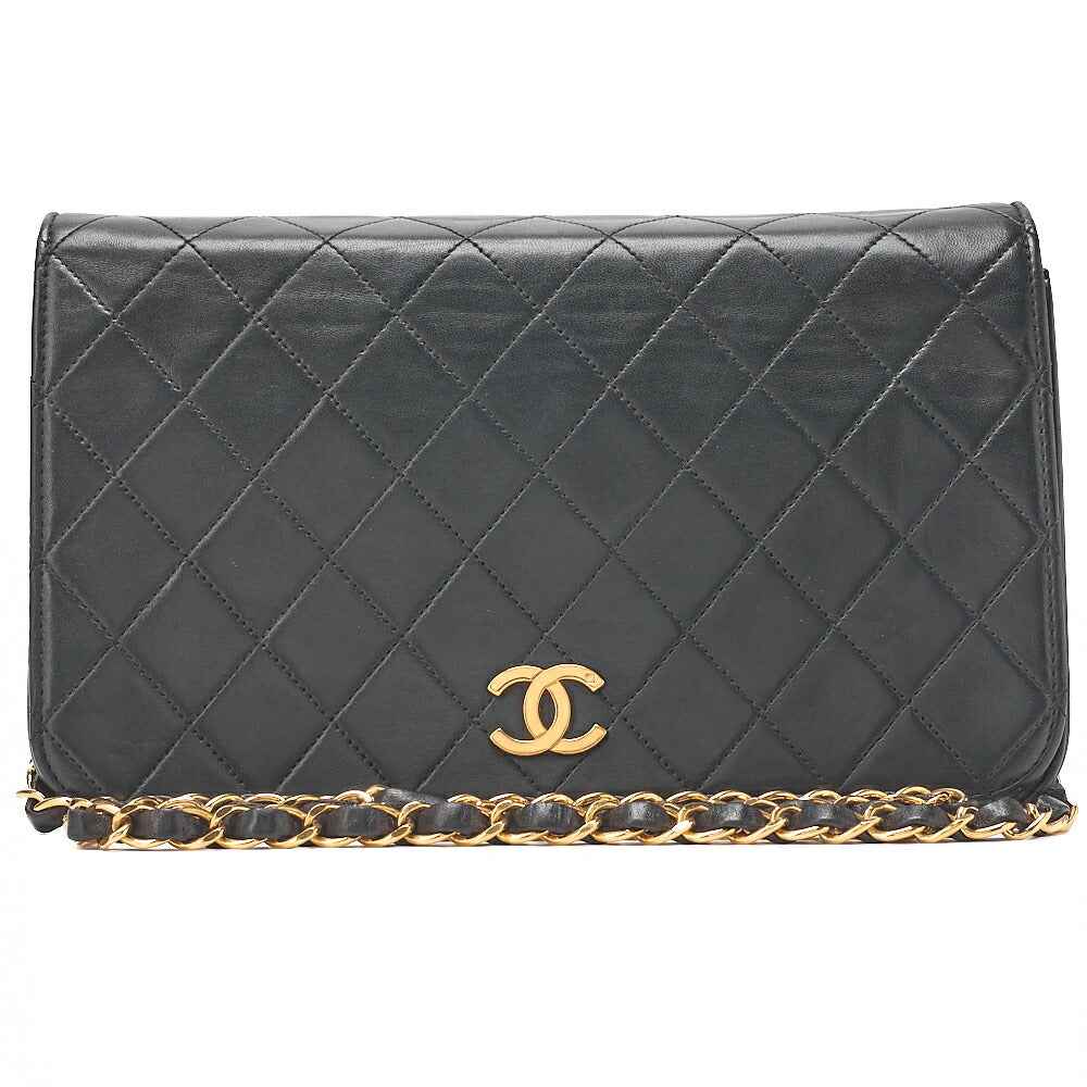 CHANEL Matlasse Full Flap Chain Shoulder Lambskin Black Gold-Tone Hardware, Pre-Owned