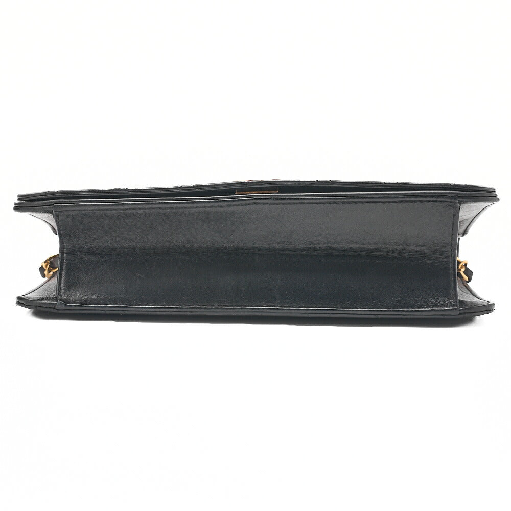 CHANEL Matlasse Full Flap Chain Shoulder Lambskin Black Gold-Tone Hardware, Pre-Owned