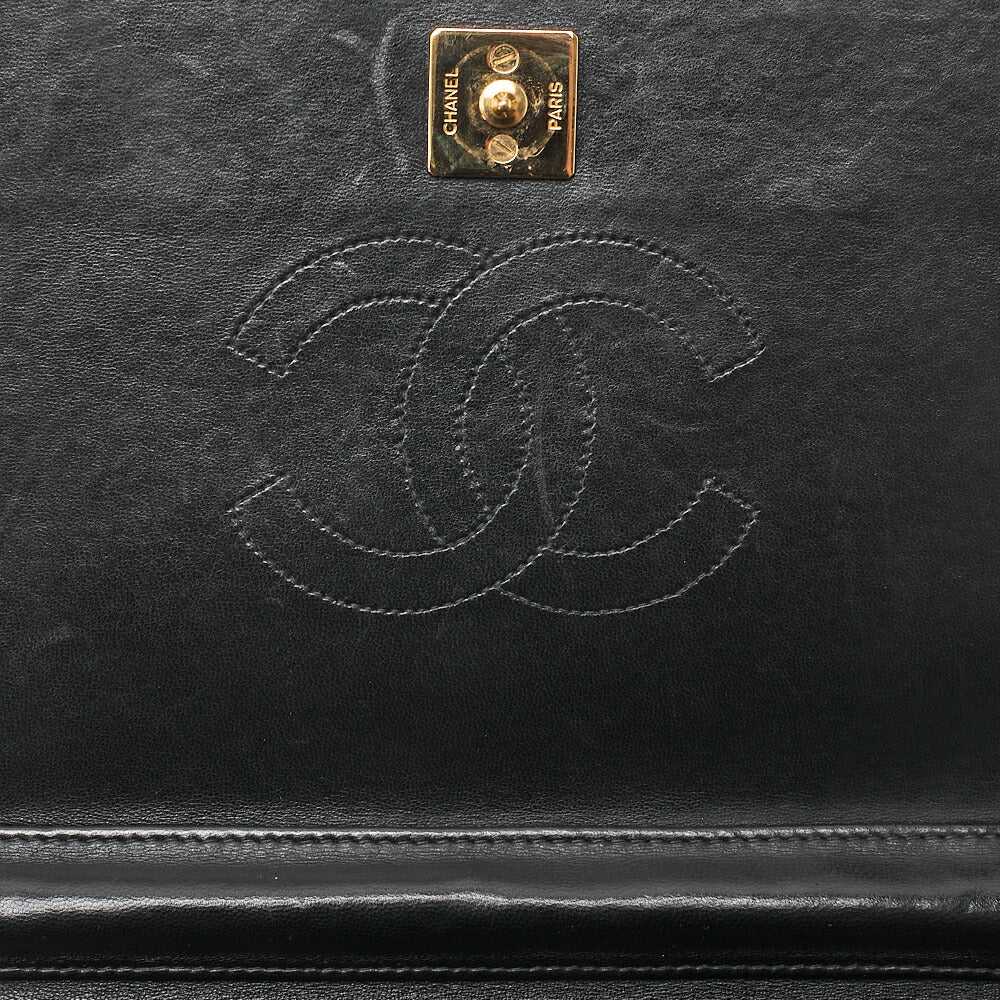 CHANEL Matlasse Full Flap Chain Shoulder Lambskin Black Gold-Tone Hardware, Pre-Owned