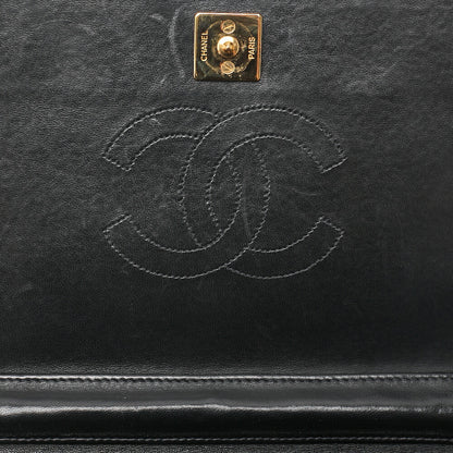 CHANEL Matlasse Full Flap Chain Shoulder Lambskin Black Gold-Tone Hardware, Pre-Owned