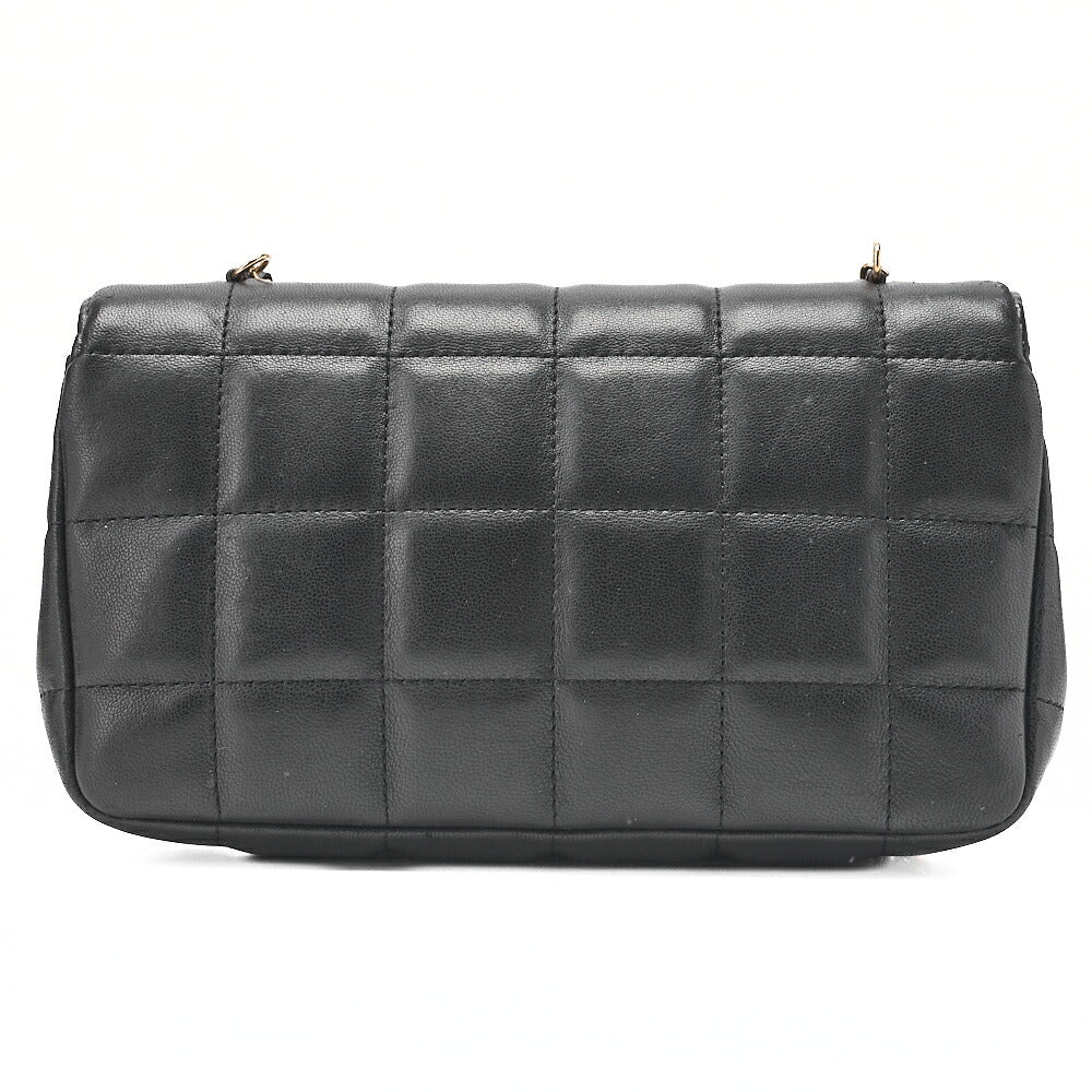 CHANEL シャネル チョコバーステッチ シングル フラップ チェーンショルダー ラムスキン 黒 ゴールド金具 中古