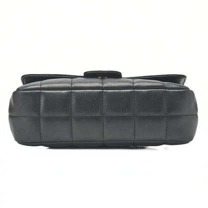 CHANEL シャネル チョコバーステッチ シングル フラップ チェーンショルダー ラムスキン 黒 ゴールド金具 中古