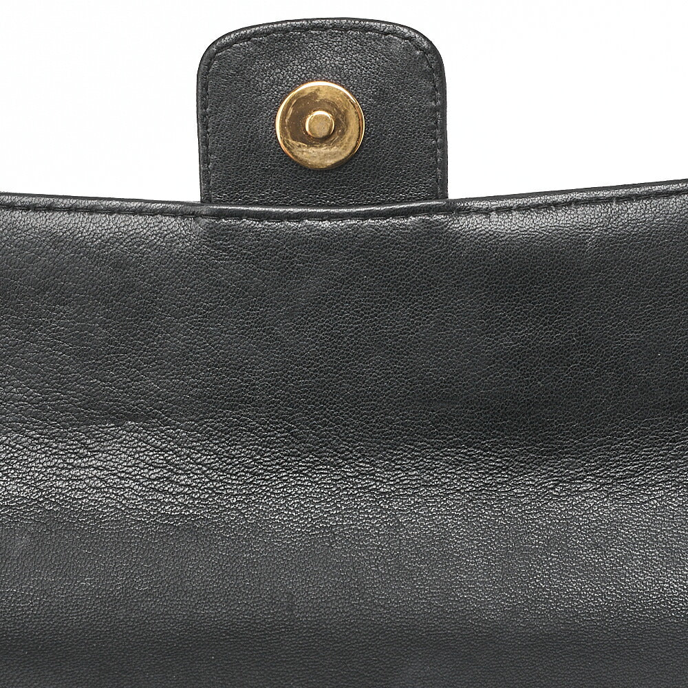 CHANEL シャネル チョコバーステッチ シングル フラップ チェーンショルダー ラムスキン 黒 ゴールド金具 中古