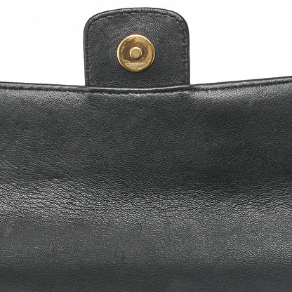 CHANEL シャネル チョコバーステッチ シングル フラップ チェーンショルダー ラムスキン 黒 ゴールド金具 中古
