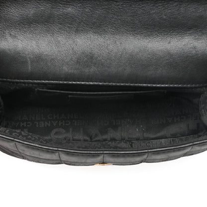 CHANEL シャネル チョコバーステッチ シングル フラップ チェーンショルダー ラムスキン 黒 ゴールド金具 中古