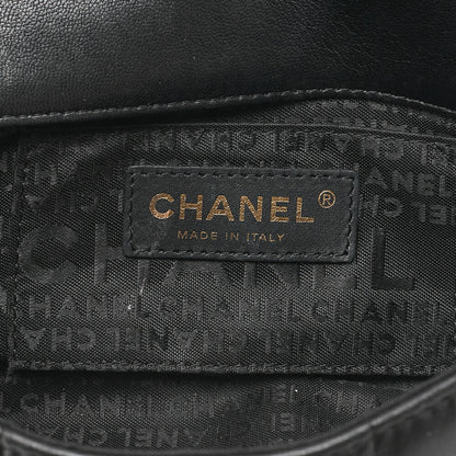 CHANEL シャネル チョコバーステッチ シングル フラップ チェーンショルダー ラムスキン 黒 ゴールド金具 中古