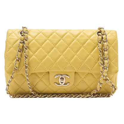 CHANEL Matlasse 25cm Double Flap Chain Shoulder Lambskin Yellow Gold-Tone Hardware, Pre-Owned
