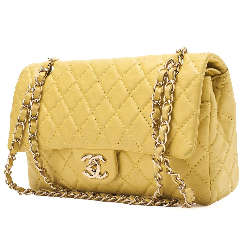 CHANEL Matlasse 25cm Double Flap Chain Shoulder Lambskin Yellow Gold-Tone Hardware, Pre-Owned