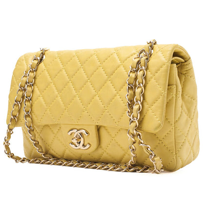 CHANEL Matlasse 25cm Double Flap Chain Shoulder Lambskin Yellow Gold-Tone Hardware, Pre-Owned