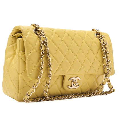 CHANEL Matlasse 25cm Double Flap Chain Shoulder Lambskin Yellow Gold-Tone Hardware, Pre-Owned