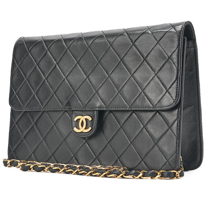 CHANEL Matlasse Push Lock Chain Shoulder Lambskin Black Gold-Tone Hardware, Pre-Owned