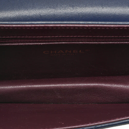 シャネル マトラッセ バティロック チェーンショルダー ラムスキン ネイビー ゴールド金具 中古品