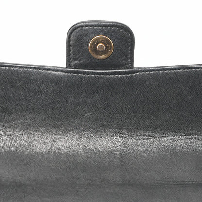 CHANEL Chocolate Bar Camellia Chain Shoulder Bag Lambskin Black Gold-Tone Hardware, Pre-Owned