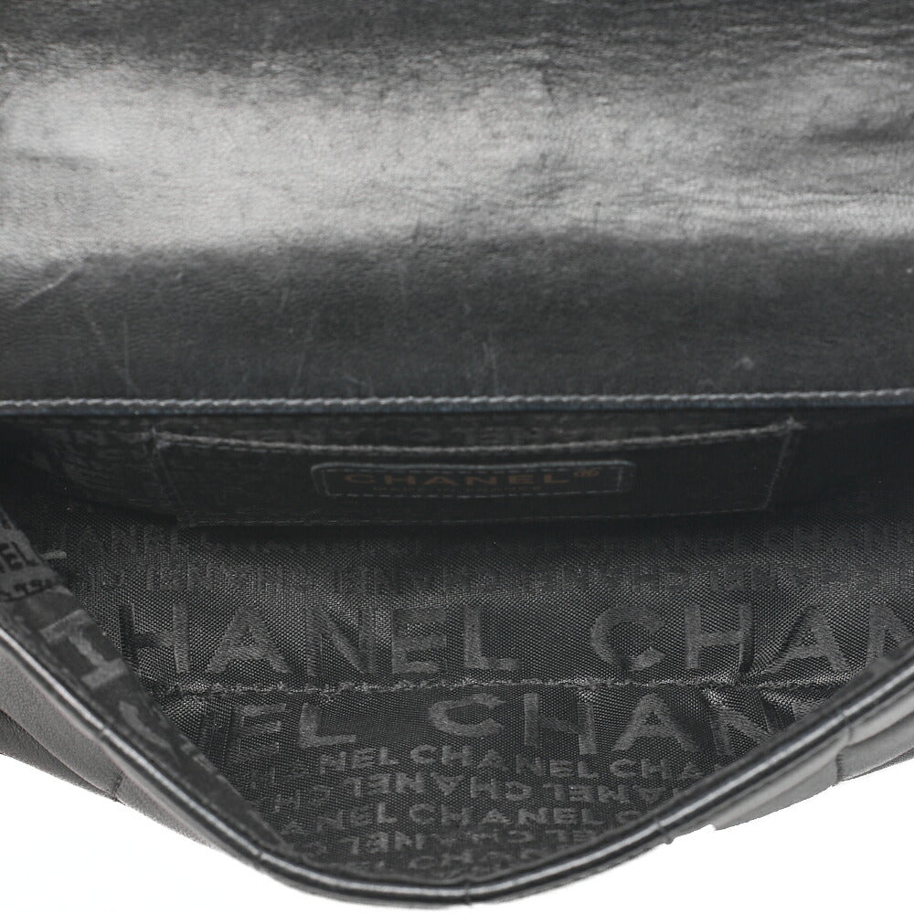 CHANEL Chocolate Bar Camellia Chain Shoulder Bag Lambskin Black Gold-Tone Hardware, Pre-Owned
