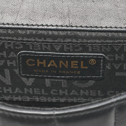 CHANEL Chocolate Bar Camellia Chain Shoulder Bag Lambskin Black Gold-Tone Hardware, Pre-Owned