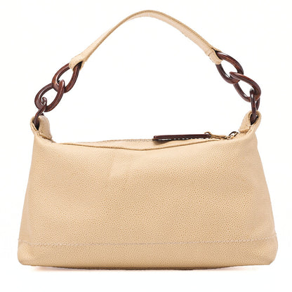 CHANEL Coco Mark Wood Handle Tote Beige Caviar Skin Beige Gold-Tone Hardware, Pre-Owned
