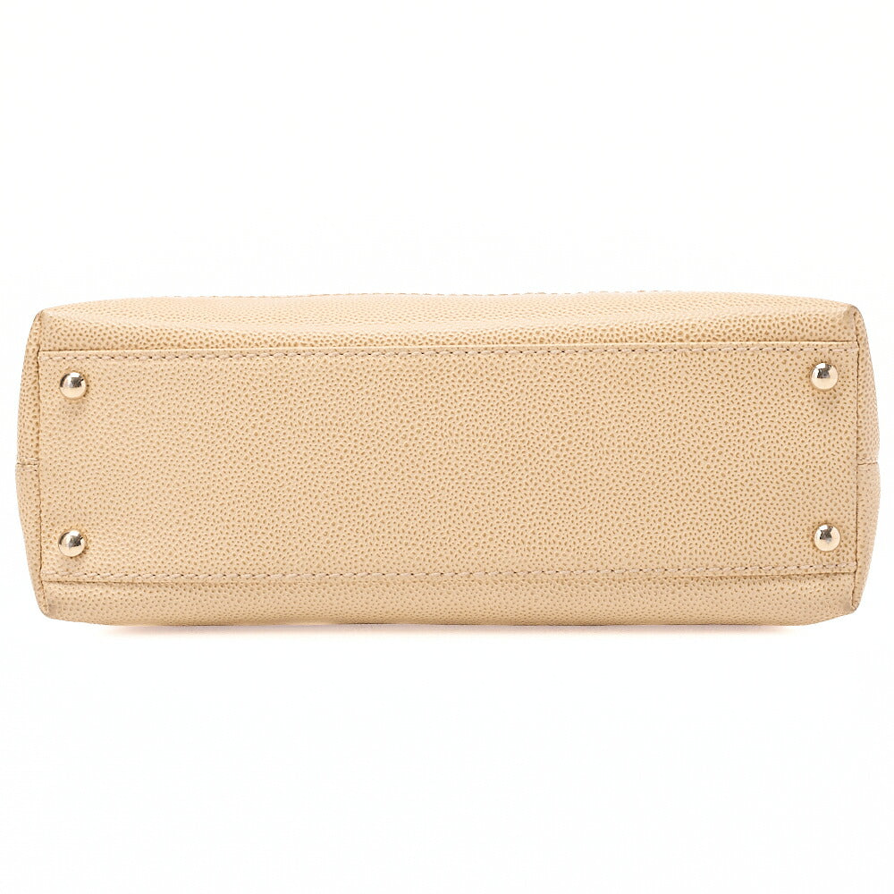 CHANEL Coco Mark Wood Handle Tote Beige Caviar Skin Beige Gold-Tone Hardware, Pre-Owned