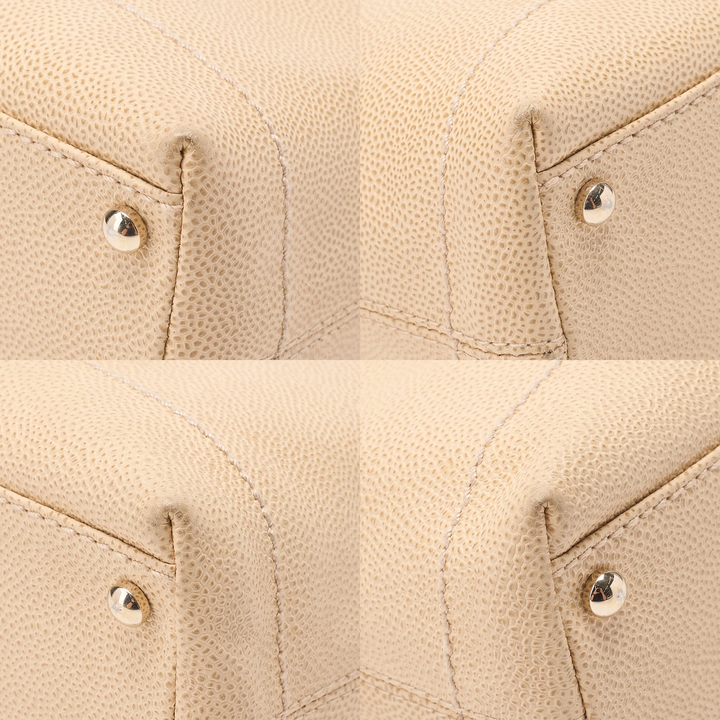 CHANEL Coco Mark Wood Handle Tote Beige Caviar Skin Beige Gold-Tone Hardware, Pre-Owned