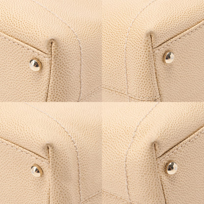 CHANEL Coco Mark Wood Handle Tote Beige Caviar Skin Beige Gold-Tone Hardware, Pre-Owned