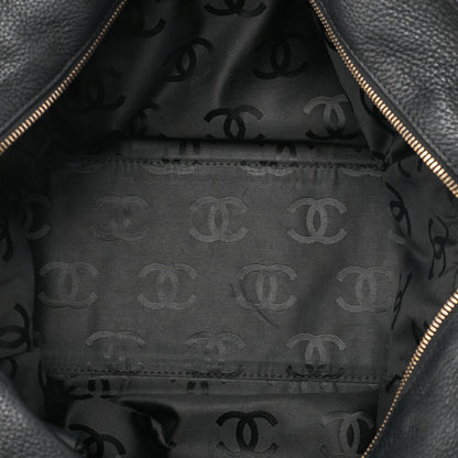 CHANEL Big Coco Mark Square Tote Bag Calfskin Black Gold-Tone Hardware, Pre-Owned