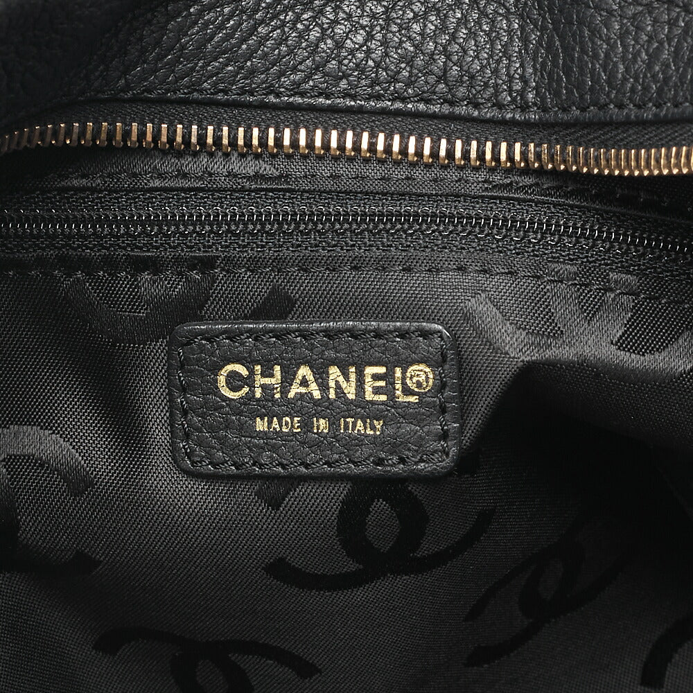 CHANEL Big Coco Mark Square Tote Bag Calfskin Black Gold-Tone Hardware, Pre-Owned