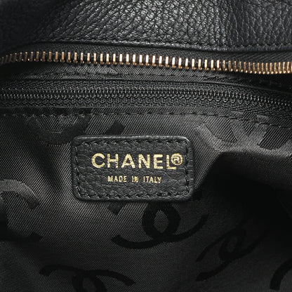 CHANEL Big Coco Mark Square Tote Bag Calfskin Black Gold-Tone Hardware, Pre-Owned