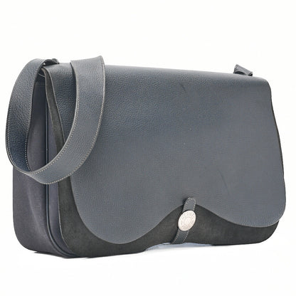 HERMES Sack Colorado GM Liege x Toile Ash Shoulder Bag Blue Indigo Silver-Tone Hardware, Pre-Owned