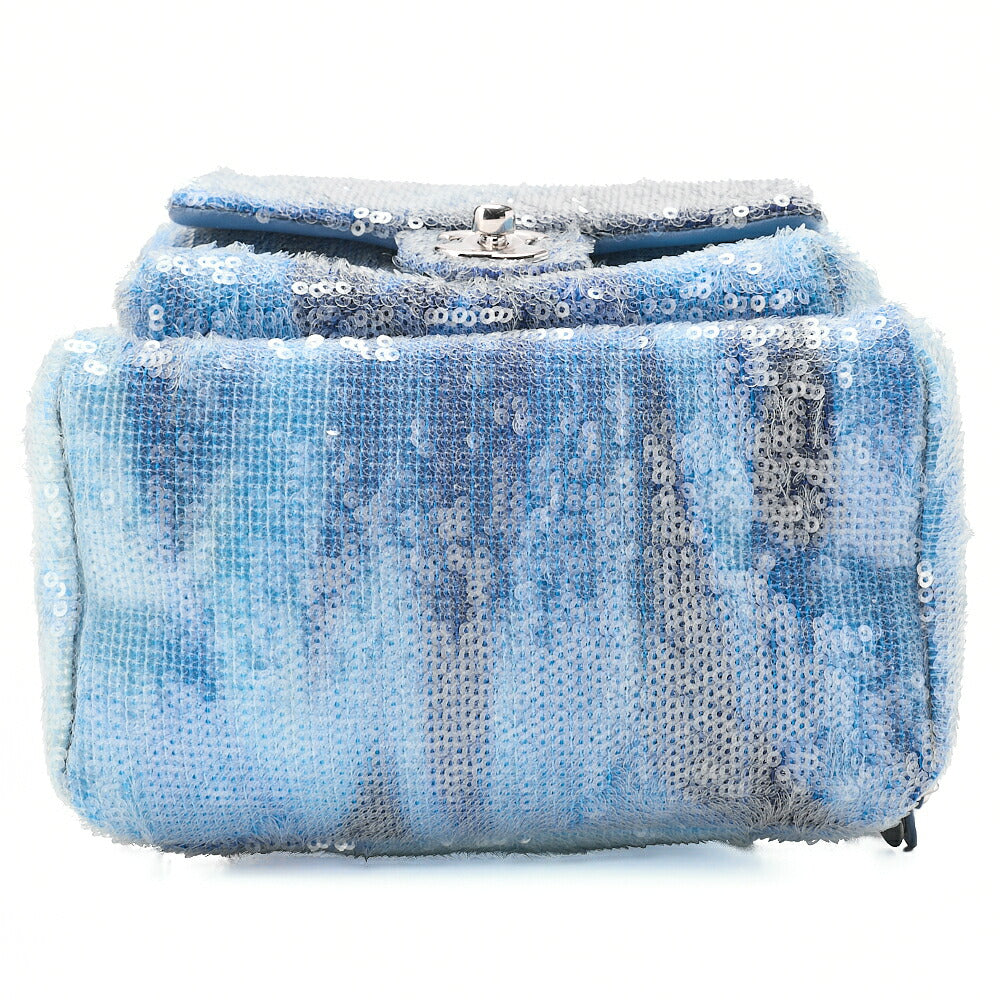CHANEL Sequin Cocomark Chain Backpack Blue Multicolor Silver-Tone Hardware, Pre-Owned