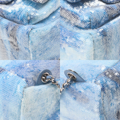 CHANEL Sequin Cocomark Chain Backpack Blue Multicolor Silver-Tone Hardware, Pre-Owned